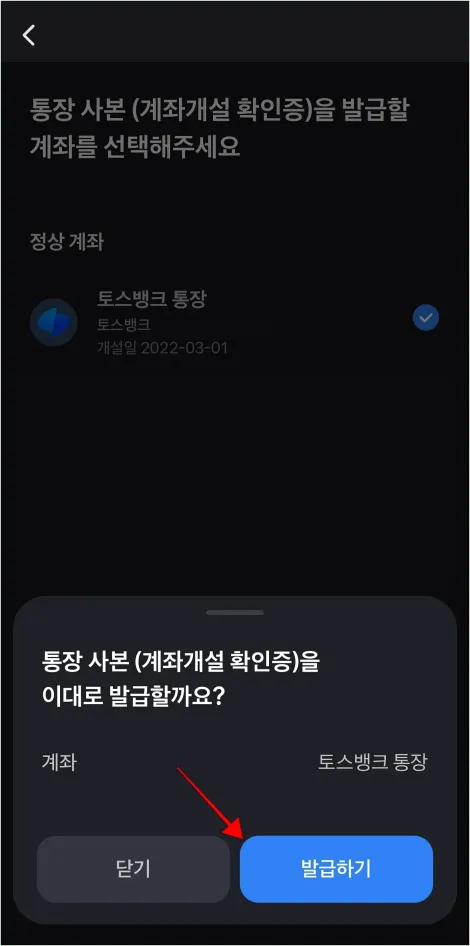 화면에 표시된 발급 안내의 '발급하기'를 선택