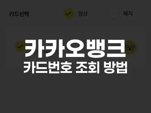 카카오뱅크 카드번호 조회 방법