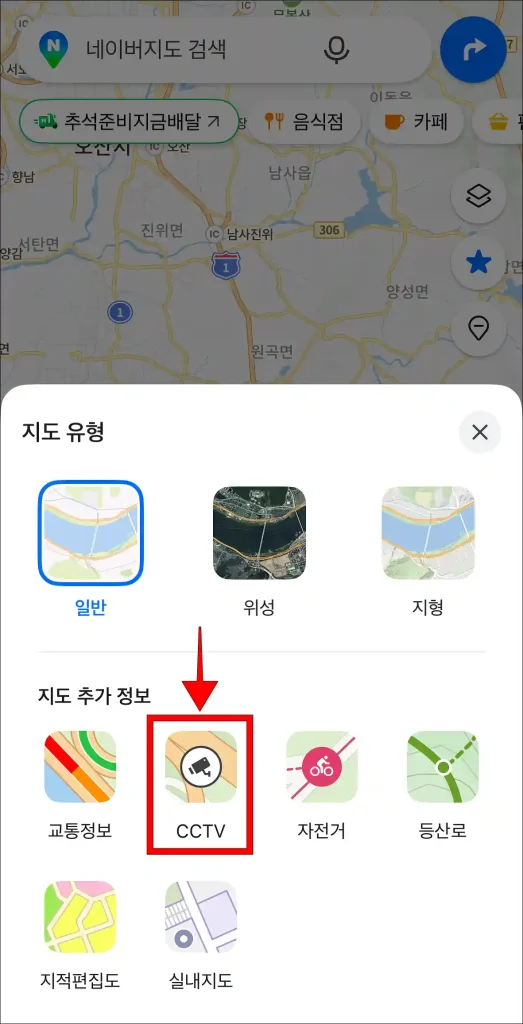 지도 추가 정보에서 'CCTV' 선택