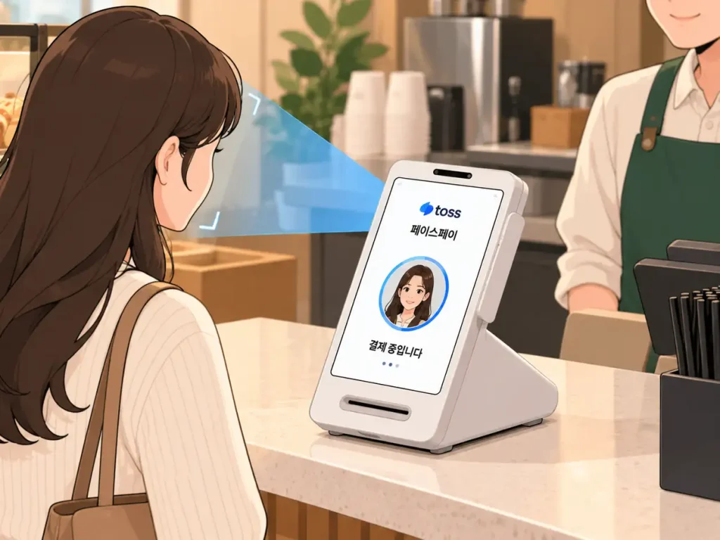 토스 페이스페이로 결제 중인 모습